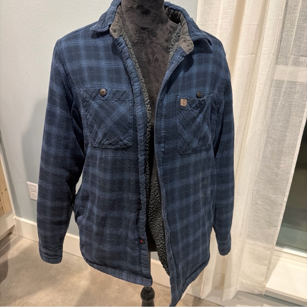 Coleman Men Navy Plaid Sherpa Lined Jacket Woodsy Warm Outdoors Work/Streetwear